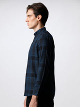 Men's Navy Casual Checked Slim Fit Full Sleeves Shirt