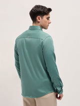 Men's Green Casual Slim Fit Solid Full Sleeves Shirt