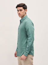 Men's Green Casual Slim Fit Solid Full Sleeves Shirt