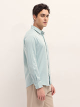 Men's Green Casual Slim Fit Solid Full Sleeves Shirt