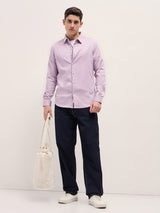 Men's Purple Casual Slim Fit Solid Full Sleeves Shirt