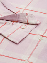 Men's Pink Casual Checked Slim Fit Full Sleeves Shirt