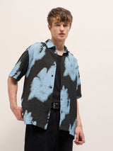 Men's Black Casual Regular Fit Printed Half Sleeves Shirt