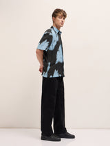 Men's Black Casual Regular Fit Printed Half Sleeves Shirt