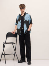 Men's Black Casual Regular Fit Printed Half Sleeves Shirt