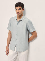Men's Blue Casual Regular Fit Solid Half Sleeves Shirt