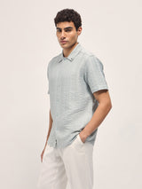 Men's Blue Casual Regular Fit Solid Half Sleeves Shirt