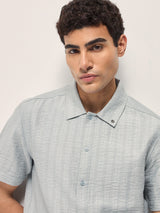 Men's Blue Casual Regular Fit Solid Half Sleeves Shirt