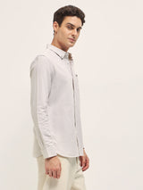 Men's Beige Casual Slim Fit Striped Full Sleeves Shirt