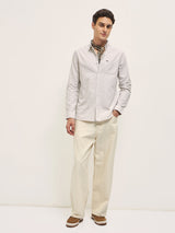 Men's Beige Casual Slim Fit Striped Full Sleeves Shirt