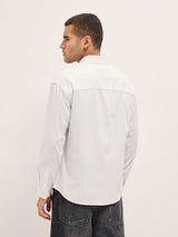 Men's White Casual Regular Fit Solid Full Sleeves Shirt