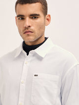 Men's White Casual Regular Fit Solid Full Sleeves Shirt