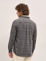 Men's Grey Casual Slim Fit Checked Full Sleeves Shirt