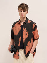 Men's Black Casual Regular Fit Printed Half Sleeves Shirt
