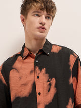 Men's Black Casual Regular Fit Printed Half Sleeves Shirt