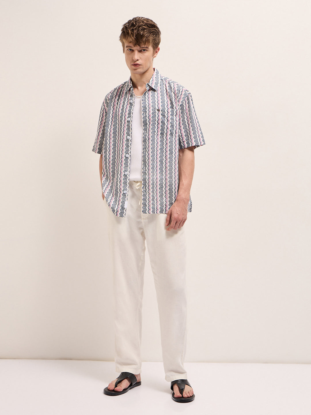 Men's Multicolor Casual Regular Fit Printed Half Sleeves Shirt