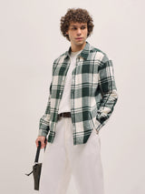 Men's Green Casual Regular Fit Checked Full Sleeves Shirt