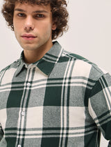 Men's Green Casual Regular Fit Checked Full Sleeves Shirt