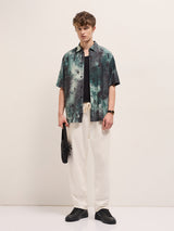Men's Green Casual Regular Fit Printed Half Sleeves Shirt