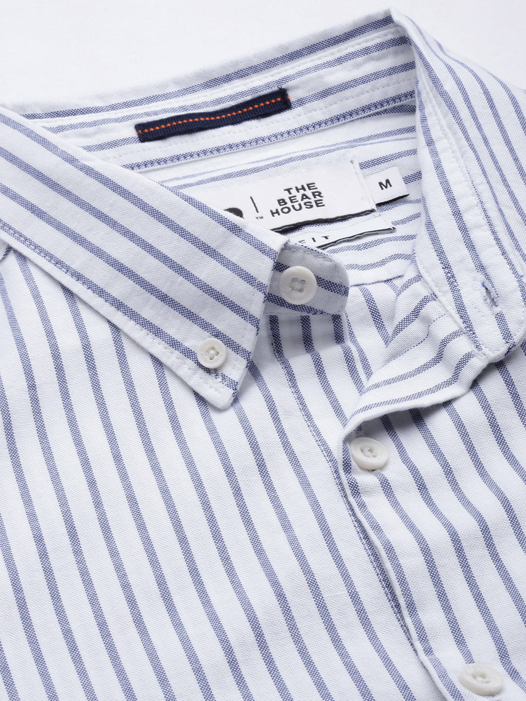Men's White Casual Striped Button-Down Casual Shirt