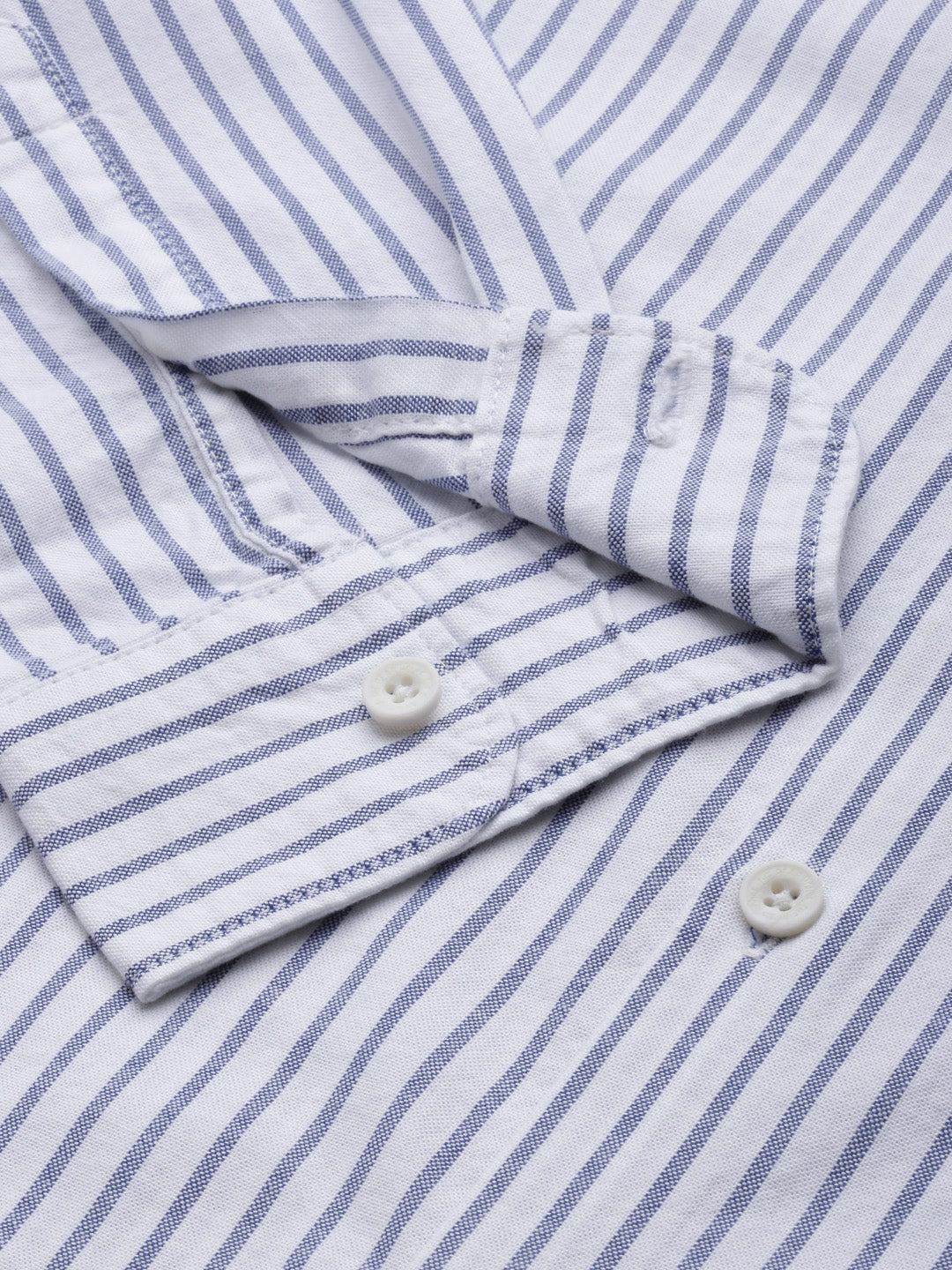Men's White Casual Striped Button-Down Casual Shirt