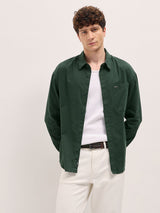 Men's Green Casual Regular Fit Solid Full Sleeves Shirt