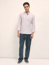 Men's Pink Casual Slim Fit Striped Full Sleeves Shirt