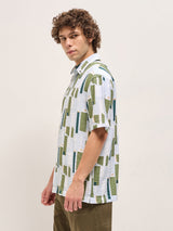 Men's White Casual Regular Fit Printed Half Sleeves Shirt