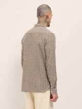 Men's Brown Casual Slim Fit Checked Full Sleeves Shirt