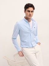 Men's Blue Casual Slim Fit Striped Full Sleeves Shirt