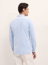 Men's Blue Casual Slim Fit Striped Full Sleeves Shirt