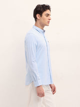 Men's Blue Casual Slim Fit Striped Full Sleeves Shirt