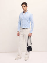 Men's Blue Casual Slim Fit Striped Full Sleeves Shirt