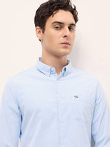 Men's Blue Casual Slim Fit Striped Full Sleeves Shirt