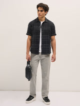 Men's Black Checkered Regular Fit Casual Shirt