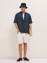 Men's Blue Casual Regular Fit Printed Half Sleeves Shirt