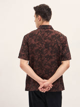 Men's Brown Casual Regular Fit Printed Half Sleeves Shirt