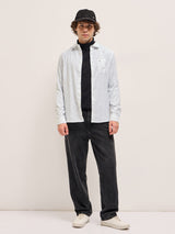 Men's White Casual Slim Fit Striped Full Sleeves Shirt