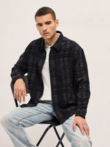 Men's Grey Casual Regular Fit Checked Full Sleeves Shirt