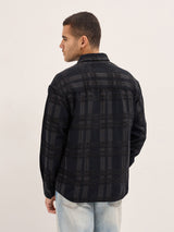 Men's Grey Casual Regular Fit Checked Full Sleeves Shirt