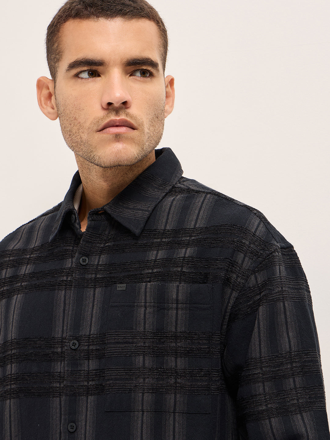 Men's Grey Casual Regular Fit Checked Full Sleeves Shirt