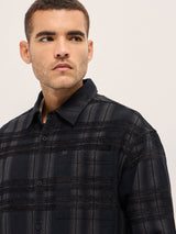 Men's Grey Casual Regular Fit Checked Full Sleeves Shirt