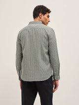 Men's Green Casual Slim Fit Checked Full Sleeves Shirt
