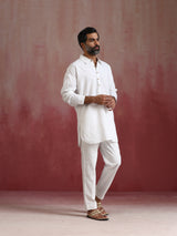 Men's White Cotton Co-ord set