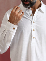 Men's White Cotton Co-ord set