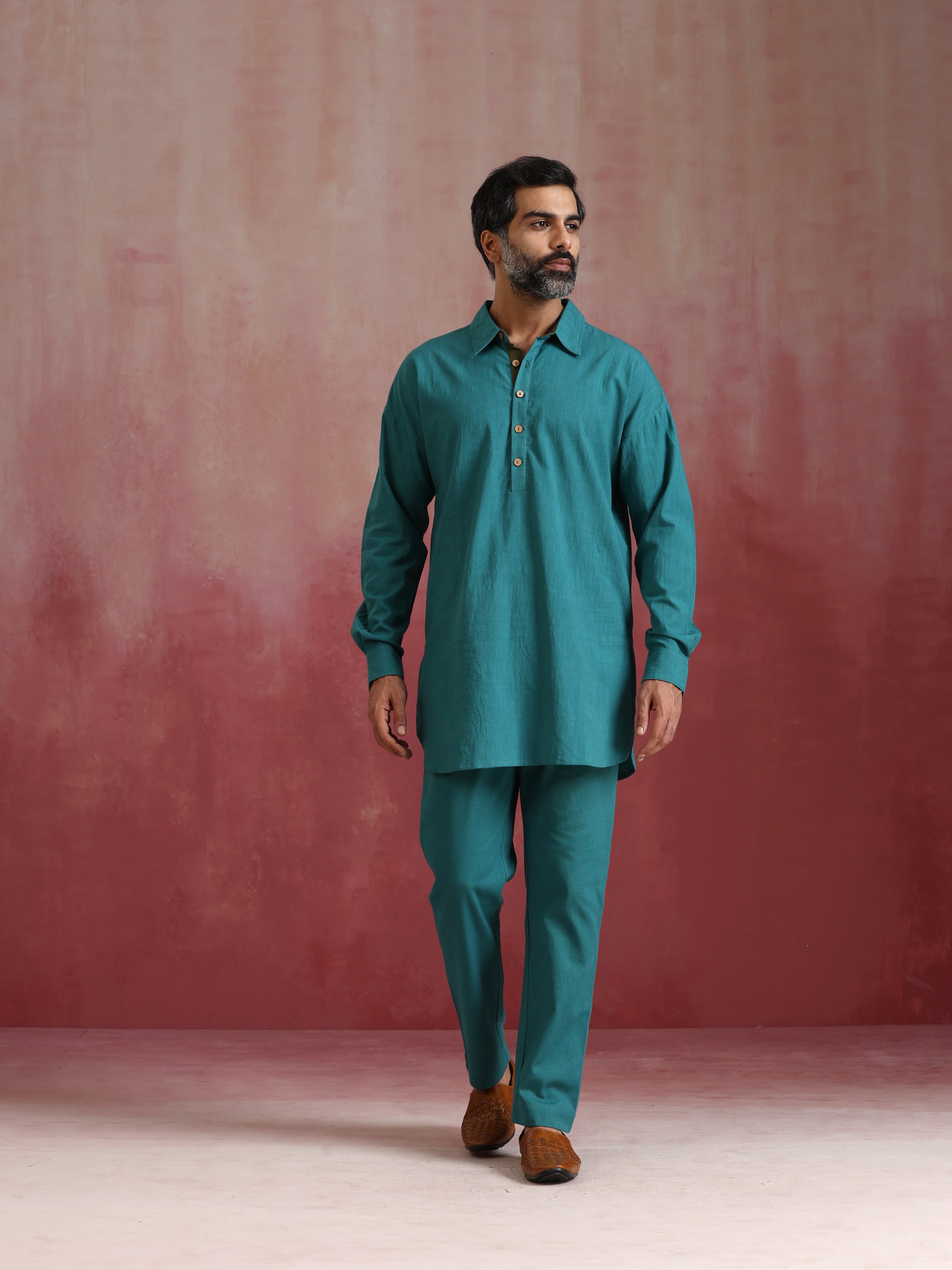 Men's Blue Cotton Reg Co-ord set