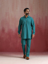 Men's Blue Cotton Reg Co-ord set