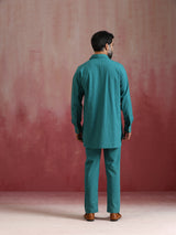 Men's Blue Cotton Reg Co-ord set