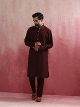 Men's Brown Cola Cotton Linen Festive Kurta