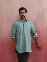 Men's Blue Cotton Kurta